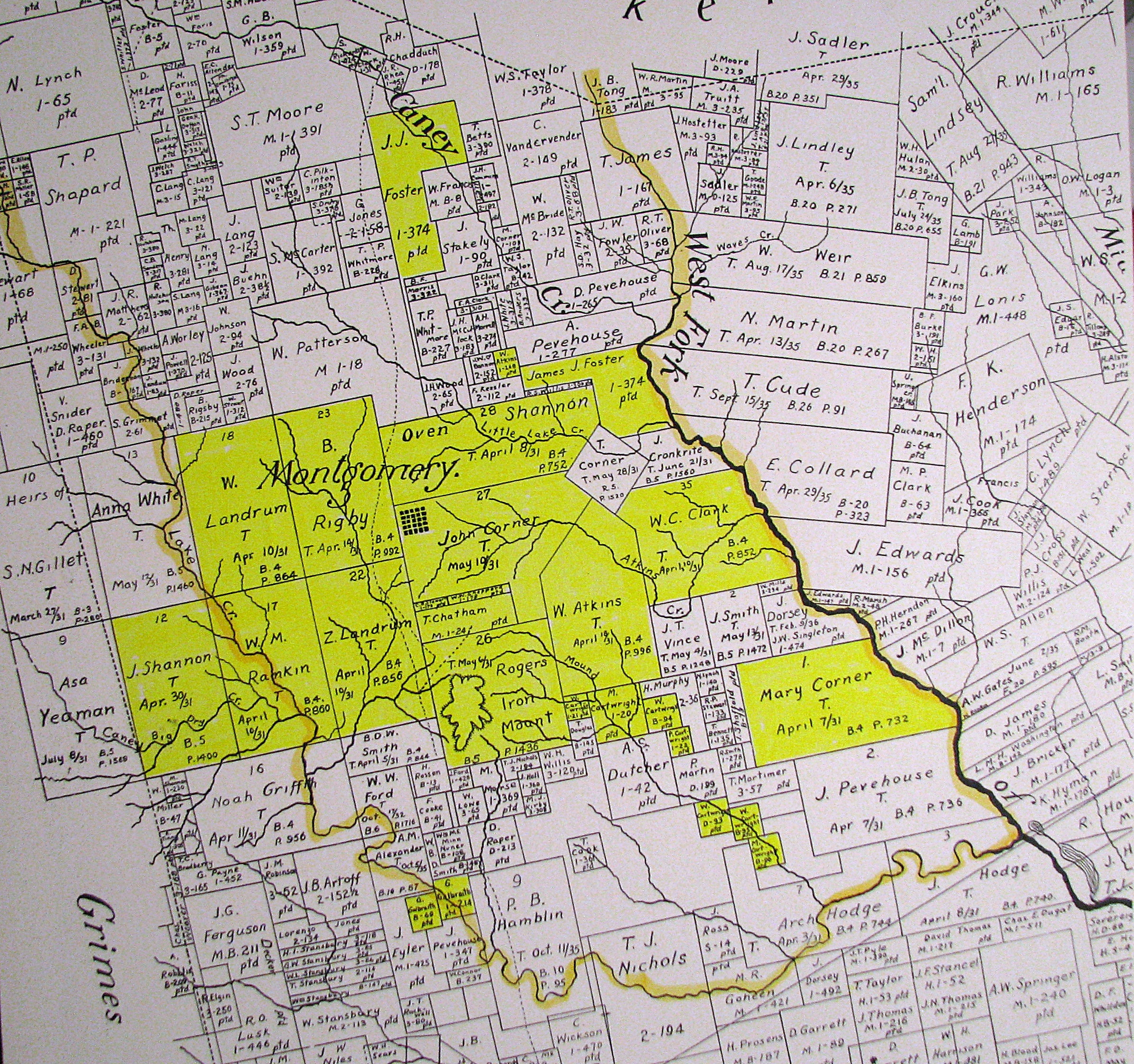 Highlighted Map of the Lake Creek Settlement